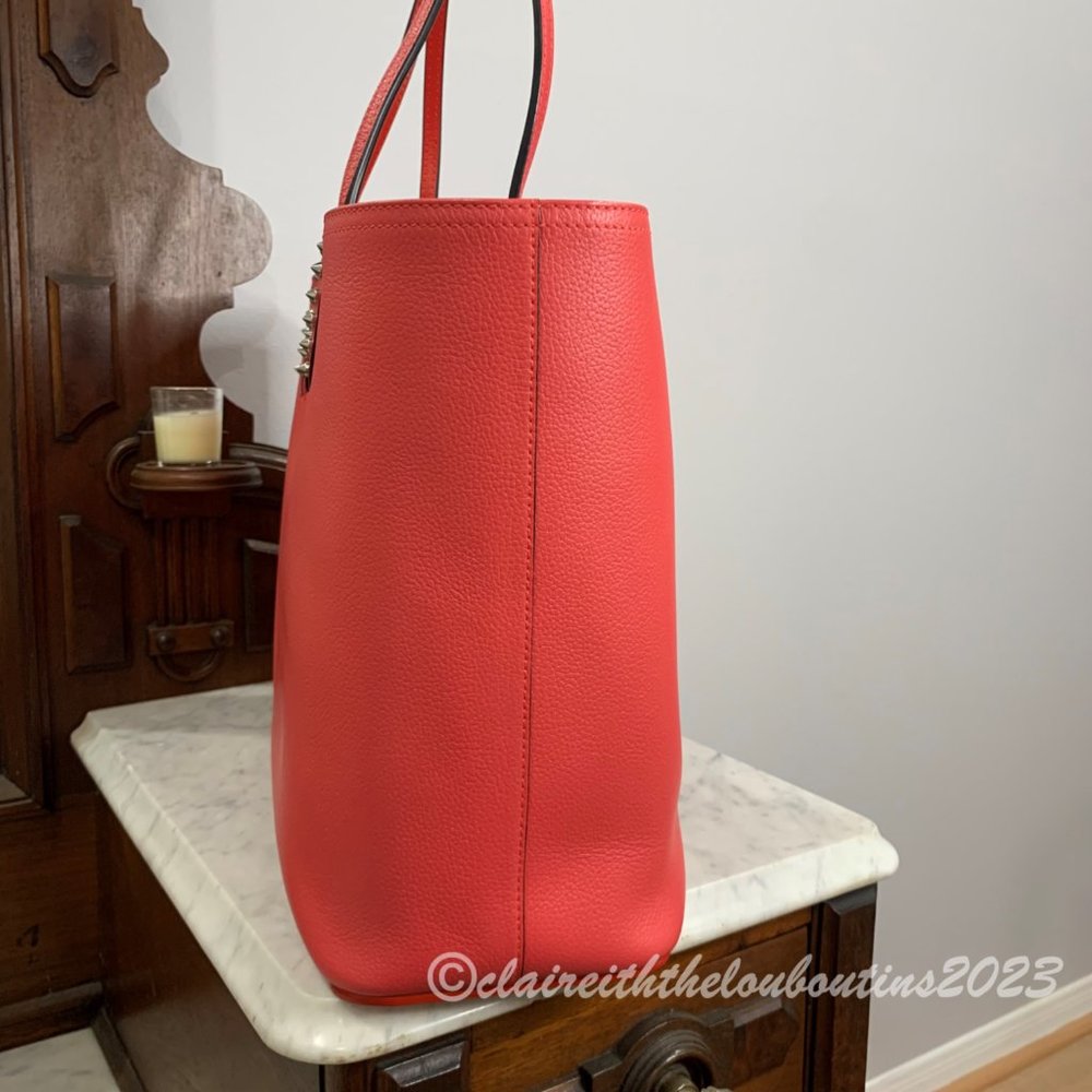 Louboutin Cabata Large Begonia Pink Leather Studded Tote EUC - Picture 4 of 8